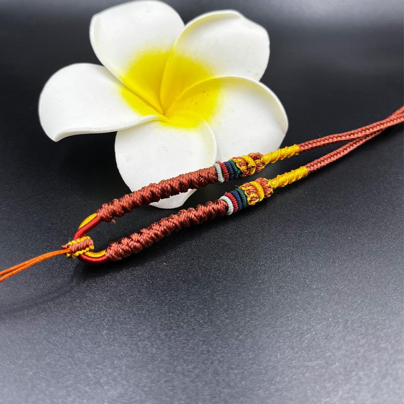Gold Pendant Necklace with Jade Safety Buckle and Hand-Woven Chinese Knot Cord