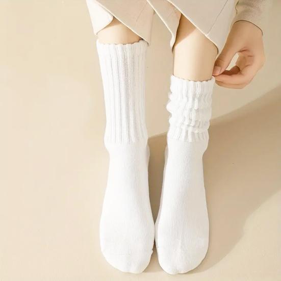 Women Slouch Socks Scrunch Crew Socks Retro Plain Color Stretchy Boot Socks for Girls Street Casual Wear Sneakers Loafers