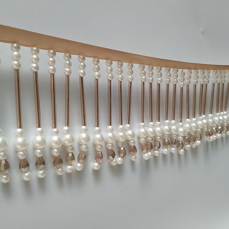 90 cm Rohr Perlen Spitzenbesatz Quaste Perlen Spitzenbesatz Für Diy Bühnenkleidung Latein Kleid Vorhang Fransen Dekor Handwerk