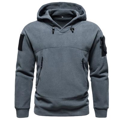Men'sAutumn Winter Hood Sports Windproof  Thick Polar Fleece Sweatshirt Male Solid Streetwear