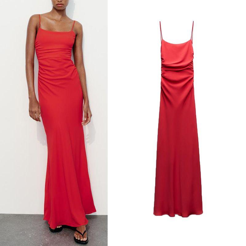 Spring and Summer New Arrival Women's Clothing Fashion Style Straight Collar Camisole Wrinkle Decoration Intimates Style Dress 2803091