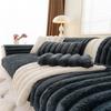 Nordic Simple Autumn And Winter Plush Solid Color Striped Thickened Flannel Non-Slip Non-Stick Sofa Cushion Sofa Cover