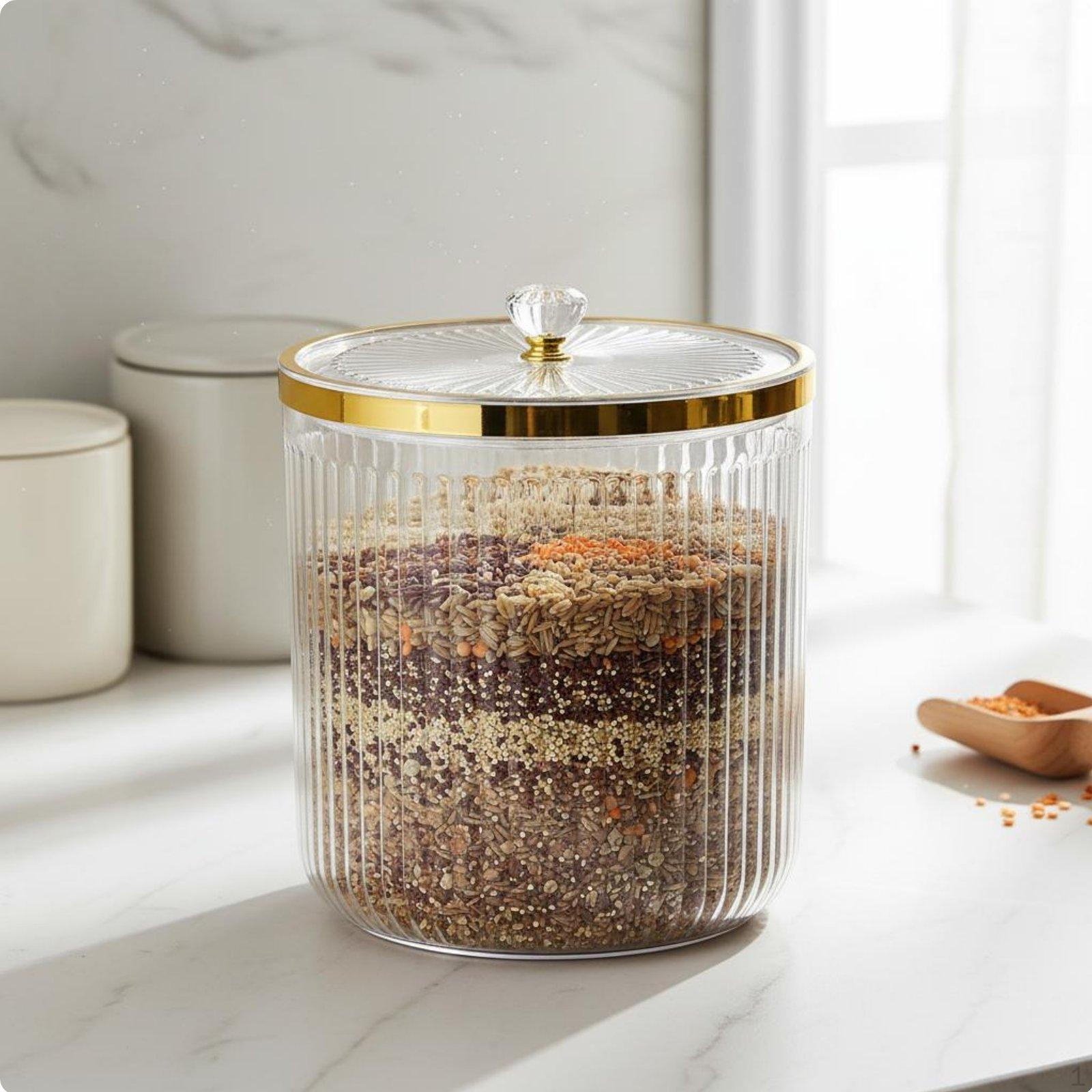 Dry Food Storage Container Transparent Body Airtight Goods LeakResistant