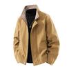 Men's Retro Stand Up Collar Jacket Autumn Long Sleeve Windproof Stand Collar Zip-Up Top Versatile Casual Sport Outerwear Coat