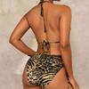 Brilliant European and American Leopard Print One-piece Sexy Neck Backless Bikini Swimsuit TK529