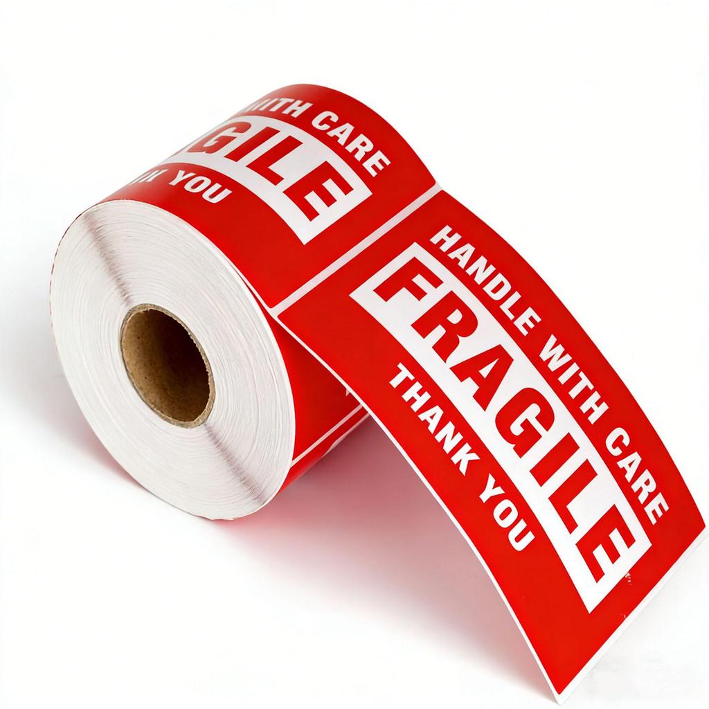 In-Stock Fragile Warning Labels - 3x2 & 4x6 Inches, Handle with Care Adhesive Stickers