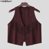 INCERUN Summer Men V Neck Tassel Decorative Clasp Casual Suede Waistcoat