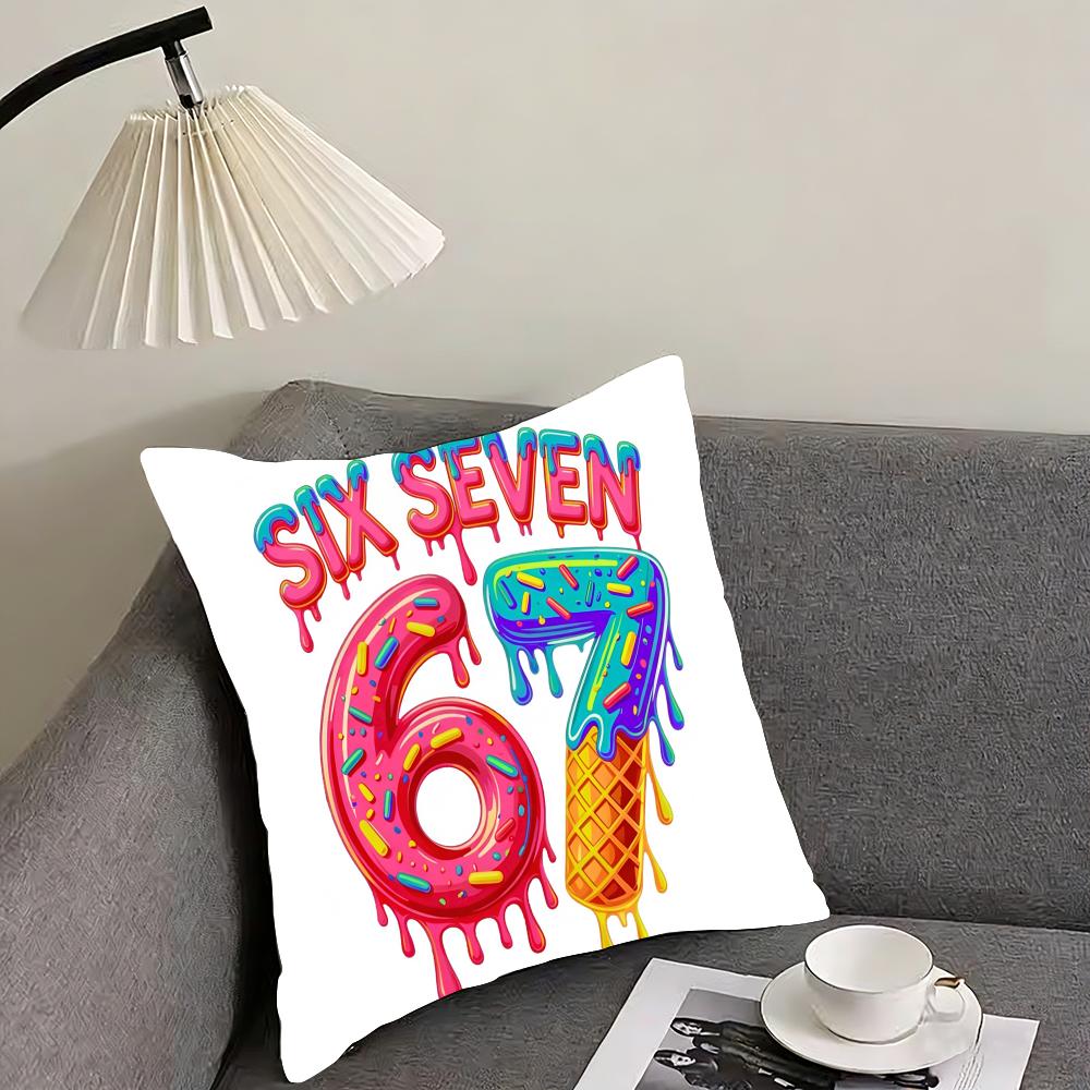 Funny 67 six seven Cushion Cover Elegant Comfort Pillowcase Sofa Bed Doublesided Printed Invisible Zipper Home Decor