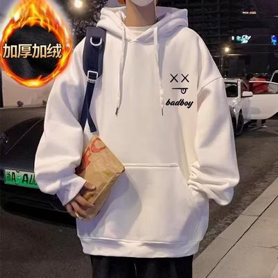 Men's Hooded Sweater Casual Loose Trendy Top Letter Printed All-Matching Coat