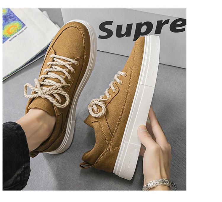 Men's Height-Boosting Thick-Soled Canvas Shoes - Breathable Summer Retro Lace-Up Sneakers