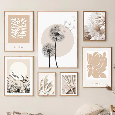 Dipinto su tela Tarassaco Canna Fiore Piante Foglie Astratto Nordico Poster e stampe Immagini artistiche da parete per l'arredamento del soggiorno