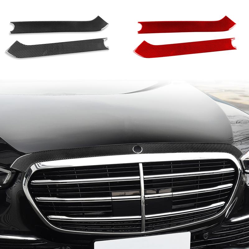 Carbon Fiber Front Center Grille Panel Strip Decal Car Accessories Exterior Cover Trim Sticker For Benz Maybach S Class W223 21+