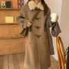 Coat Women's Woolen Winter Mid-length Over-the-knee High-end Horn Button Woolen Coat