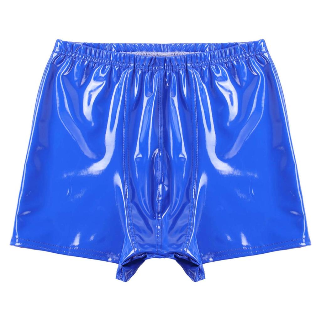 Pánské PVC lesklé kůže Strečové vyboulené pouzdro Krátké kalhoty Boxerské kalhotky Pole Dancewear Oblečení do klubu Stage Performance Clubwear