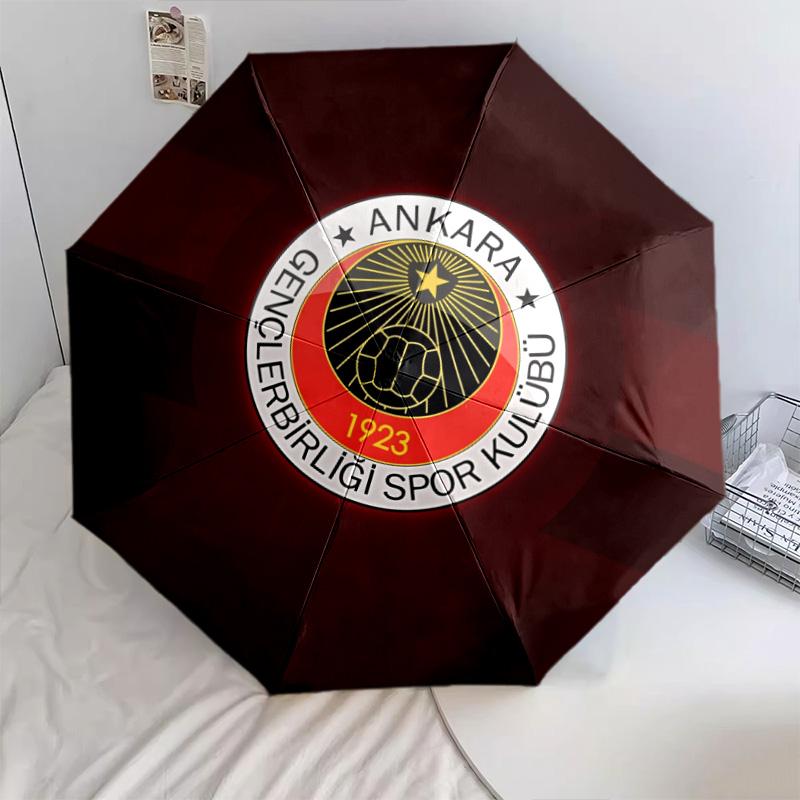 Gençlerbirliği SK  Pattern, Automatic Folding Umbrella, Portable and Foldable Design, 8 Ribs, a Christmas or Birthday Gift.