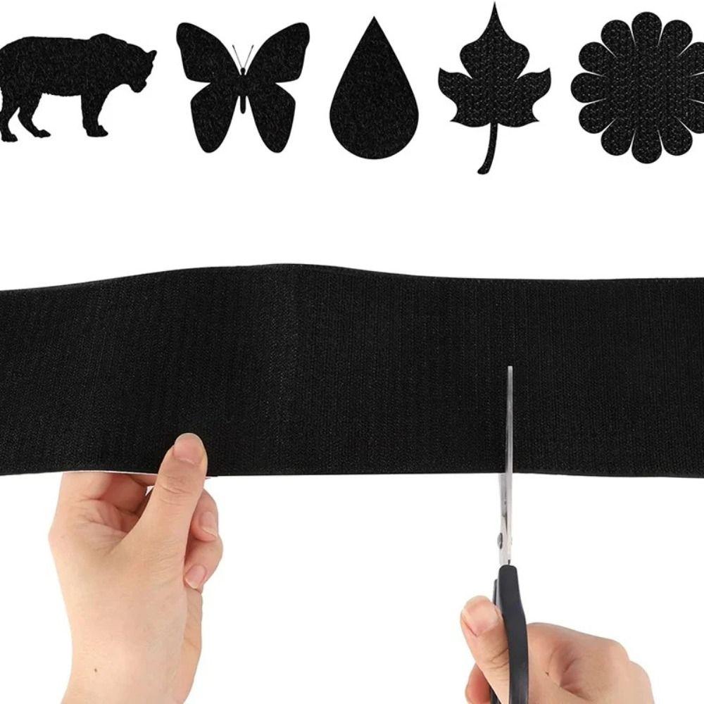 Black Fastener Tape Strips with Adhesive 10cm Width Double Sided Hook Loop Rolls Carpets
