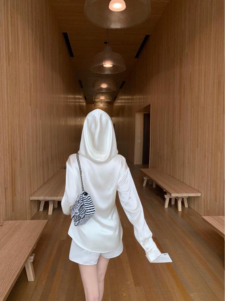 2025 Women's Old Money Style Hooded Shirt: Fashionable, Casual Sunscreen Jacket for Spring/Summer