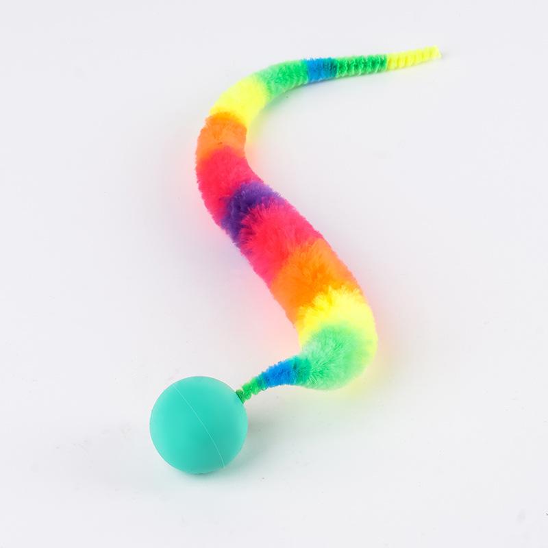 Interactive Cat Teaser: Elastic Caterpillar Fur Ball for Self-Entertainment & Stress Relief