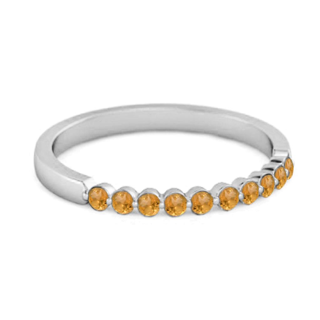 Citrine Half Eternity Design Band Ring- 925 Sterling Silver