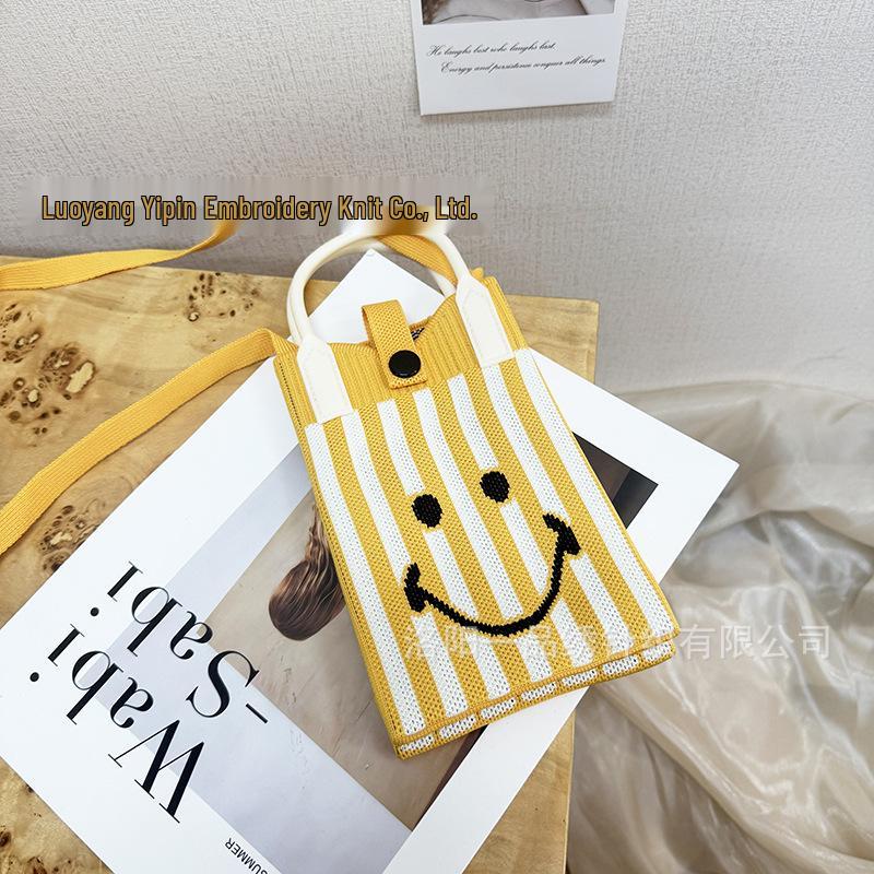 Cute Cartoon Dopamine Knit Crossbody Phone and Coin Bag