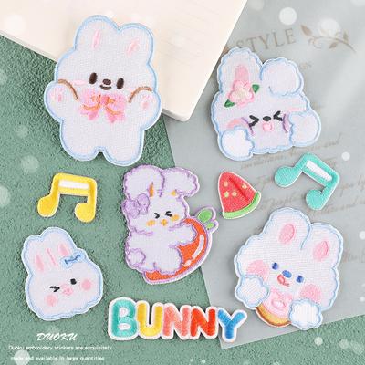 Embroidery Label Cartoon Animal Rabbit Cloth Label Clothing Accessories Hat Decoration Patch Sticker Embroidery Cloth Sticker