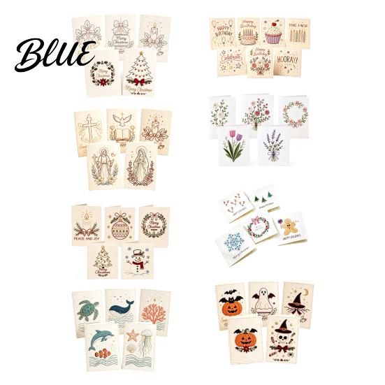 Beginner Embroidery Pattern Set Christmas Hand Card DIY Kit, Holiday Greeting Seasonal Paper Craft Project with Threads And Beads, Gift for Adults Kit