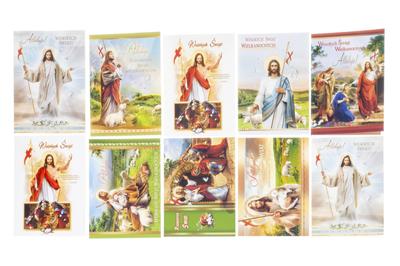 Set of Easter Cards with Wishes and Colorful Envelopes, 10 Pcs