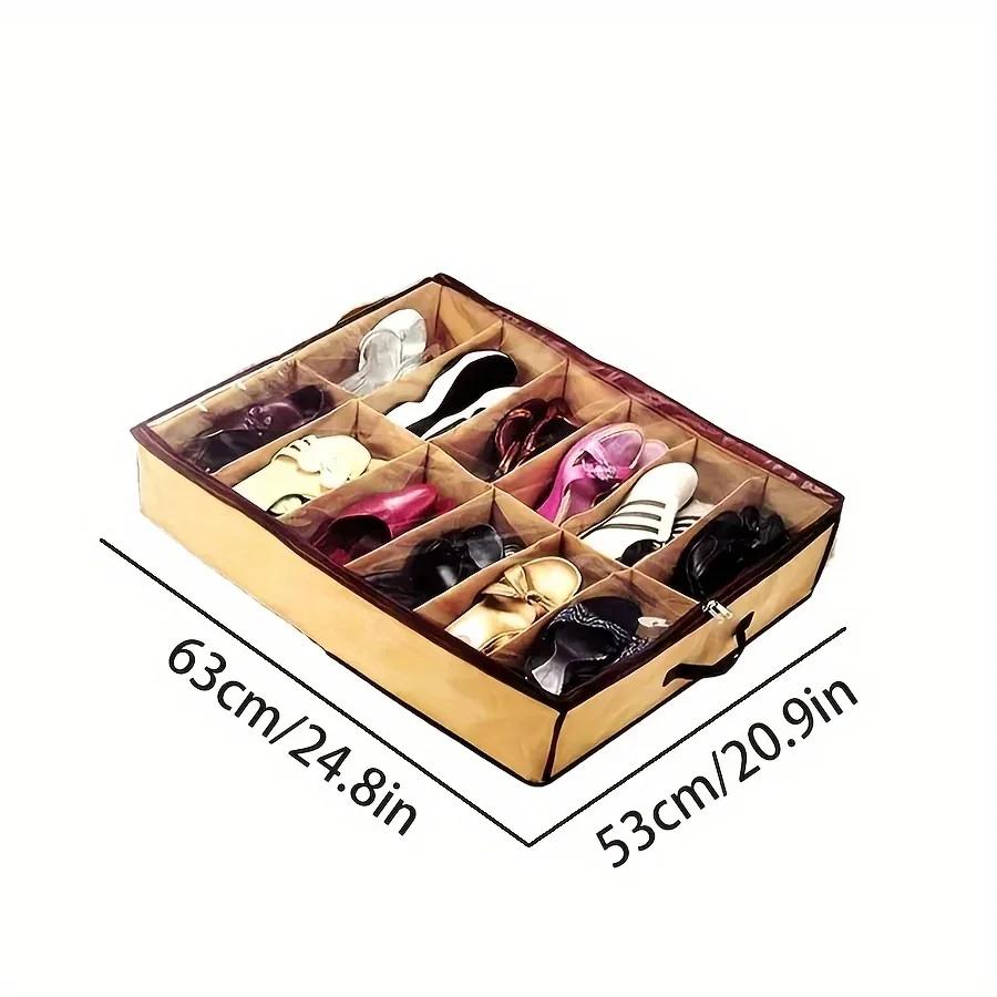 1 Stück Faltbarer 12-Fächer Schuhregal Organizer, Staubdichtes PVC-Gewebe Schrankaufbewahrung für Schuhe, Platzsparendes Schrank