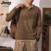 JEEP SPIRIT Men's Long-Sleeve Henley Cotton T-Shirt