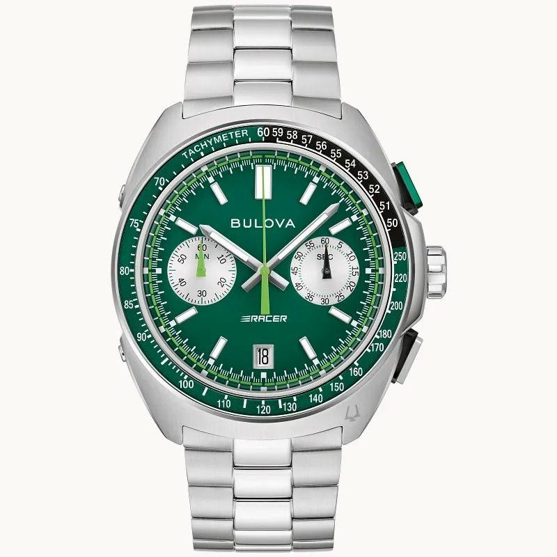 

Bulova Racer Chronograph 42mm Green Dial Men s Watch 98B468 зелений