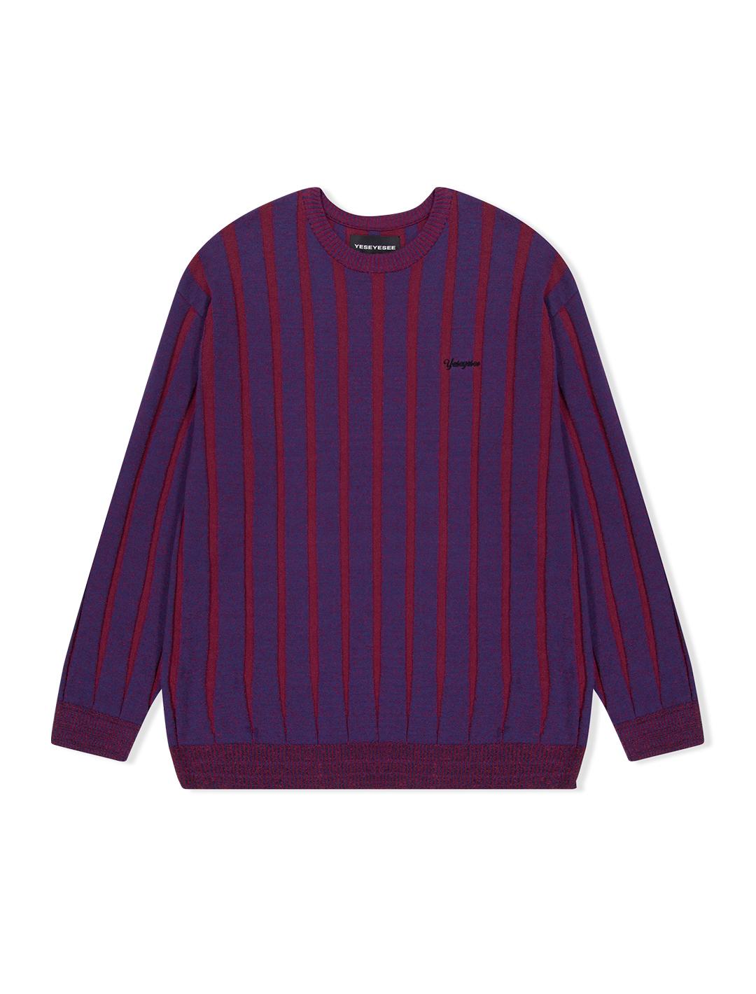 Yes Ic Stipe Knit Pullover Navy Navy/S