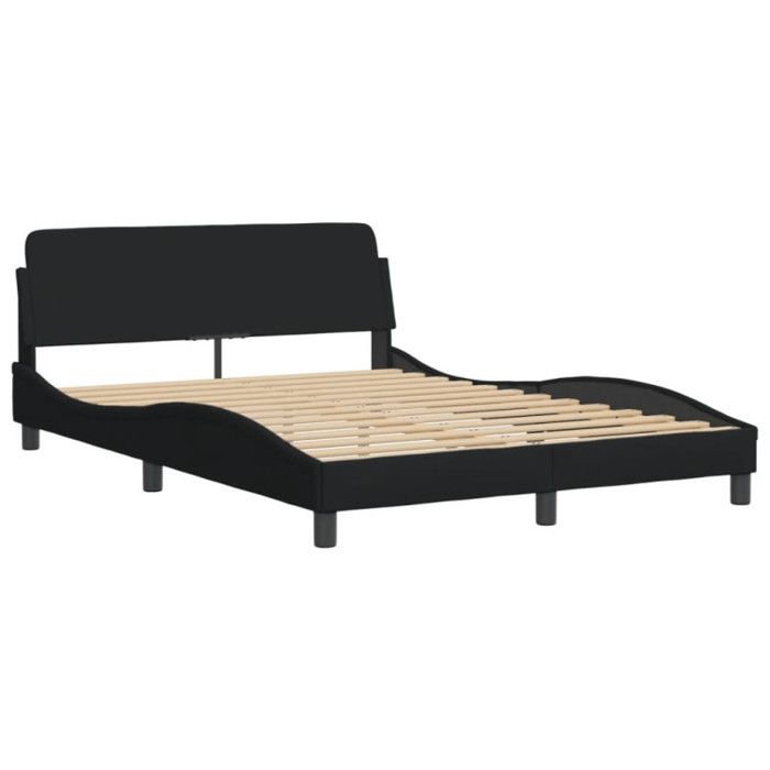 VidaXL Bed Frames with Headboard, Upholstered Bed with Slat Base, Single Bed with Footboard for Bedroom, Black 373147
