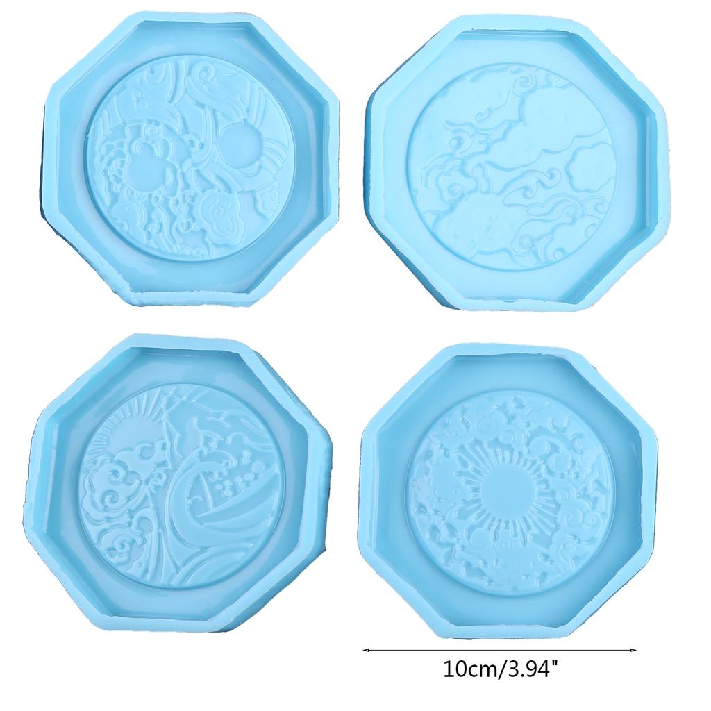 For Creative New Year Totem Coaster UV Crystal Epoxy Resin Mold Cup Mat Pad Silicone Mould DIY Crafts Home Decoration Mo