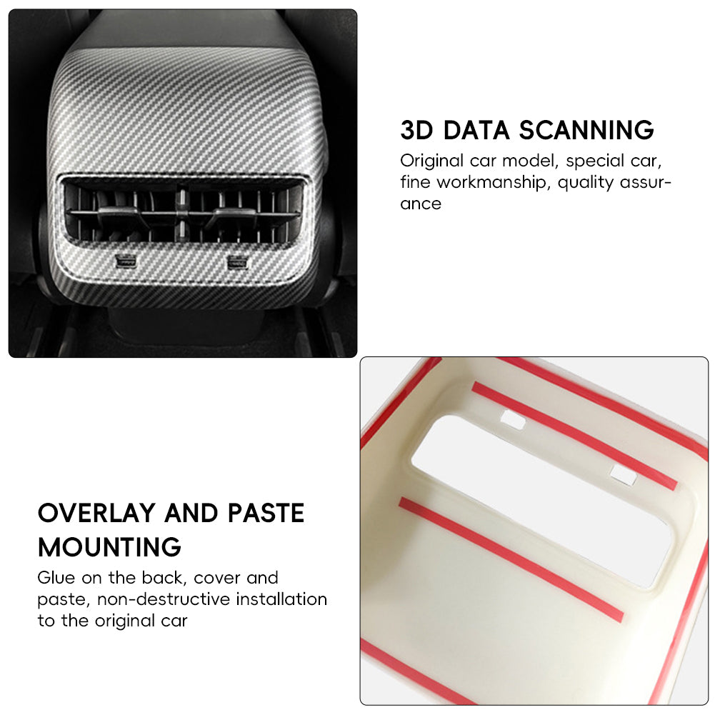 For Tesla Model 3 2017-2025 Model Y 2019-2025 Car Rear Air Vent Outlet Cover Auto Interior Trim Sticker Back Exhaust Vent Cover