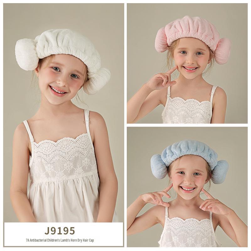 מגבת שיער כובע קורל פליז מצויר לילדים 2025 – רך, עבה, מתייבש במהירות, אביזר אמבטיה הורה-ילד