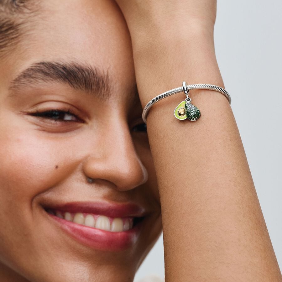 Neuer Avocado Doppel Hängeperle Kupfer Herz Charm Ewigkeit Kreis Anhänger Kompatibel Mit Authentischen Pandora Armbändern Halsketten DIY Schmuck