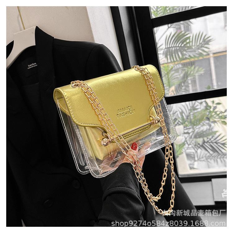 Popular small bag women 2025 new fashion messenger small bag chain bag transparent child and mother bag small square bag