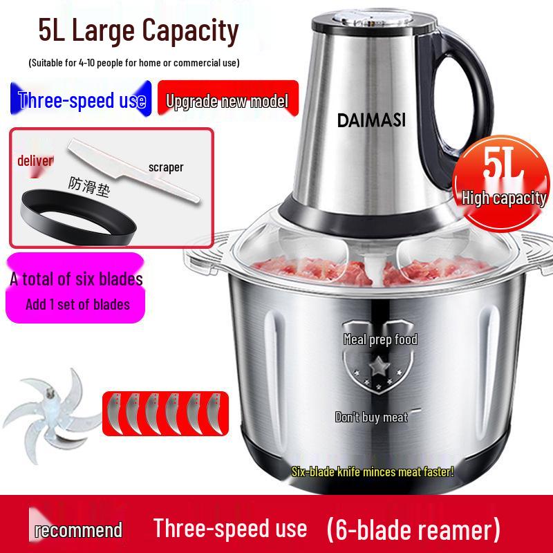 Premium Electric Meat Grinder & Multifunctional Food Processor for Chopping, Blending, and Garlic Paste Making