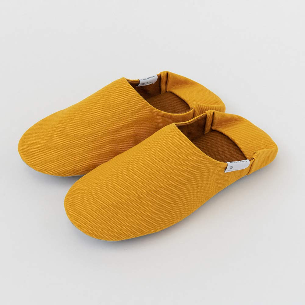 Babouche Canvas Large Mustard Yellow HOME Shoes, (25-27cm), [ABE SHOES]