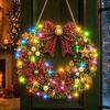 Sparkling Gemstone Art Project DIY Acrylic Christmas Faux Pearl Hanging Kit, Lighted Wreath 3D Beaded Craft Bead Mosaic Kit with LED String