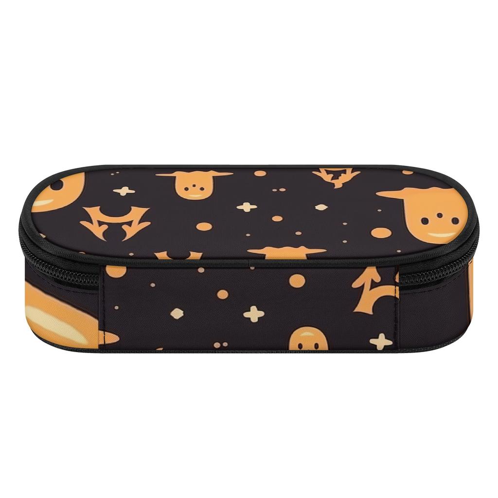 Pencil Case Printed Durable Polyester Fabric Zip Around Closure with Main Pocket Mesh Layer and Removable Pen Divider for Students