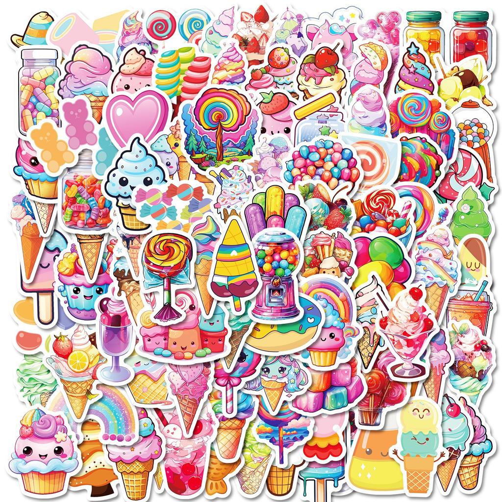 Macaron Color Dessert Stickers DIY Suitcase Hand Account Water Cup Decoration Children's Reward Stickers