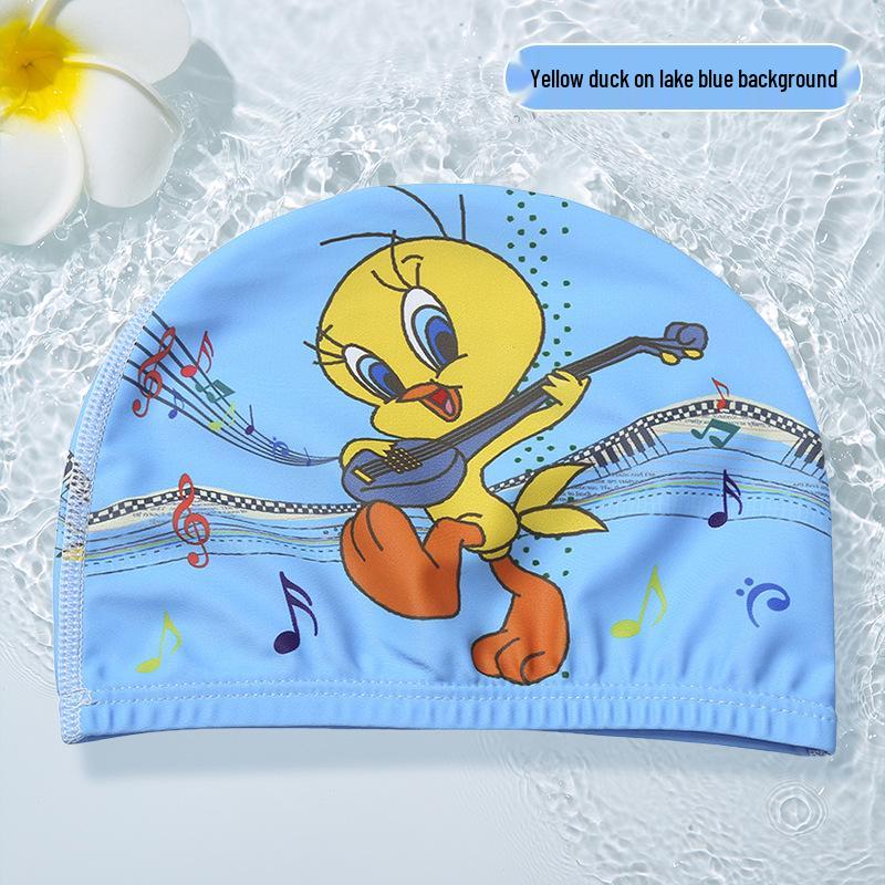 Waterproof Cartoon Swim Cap with Ear Protection for Adults - Unisex, Comfortable Fit