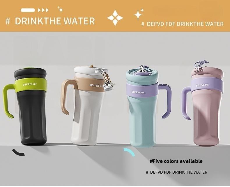 High-Capacity 316 Stainless Steel Thermos Cup with Straw for Outdoor Use