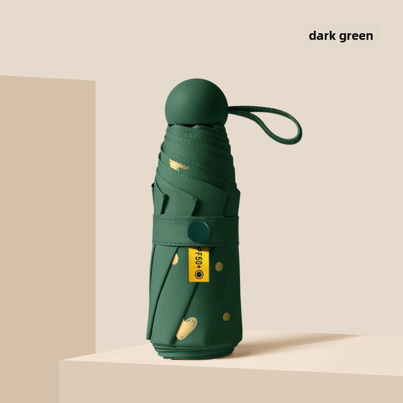 Umbrelă compactă de damă cu ștanțare aurie: Protecție UV, pliabil portabil, pentru soare și ploaie