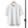 T-shirt Manches Courtes Lourd Uni Casual Homme, Col Rond, Coupe Ample, Grandes Tailles, Style Américain pour Printemps/Été