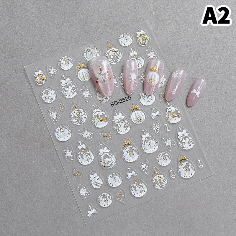1 Sheet Relief Christmas Nail Art Sticker Christmas Tree Elk Snowflakes Nail Art Stickers Xmas Manicure Decals