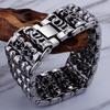 Gothic Herren Schädel Armband für Männer Massiv 316L Edelstahl 35MM Breite Punk Kette Armband Handschmuck Skelett Accessoires