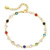 K Gold Plated Multicolor Glass Crystal Pearl Bracelet For Women