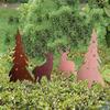 Rust Art Outdoor Christmas Decoration Set With Trees And Deer 4 Pieces